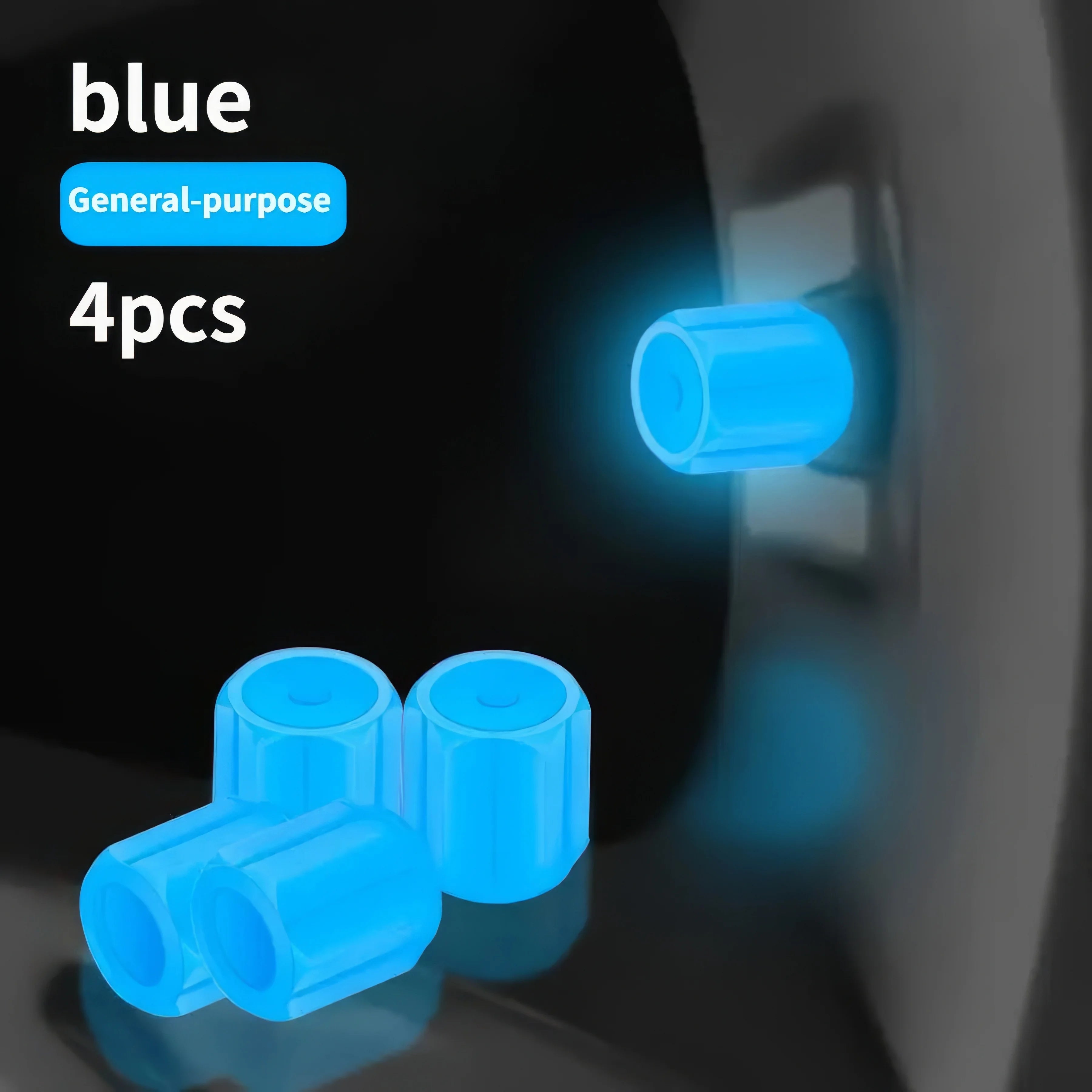 4 Pieces of Luminous Tire Valve Caps Green/blue/red, Durable Valve Covers, Luminous Caps, Suitable for Night Driving