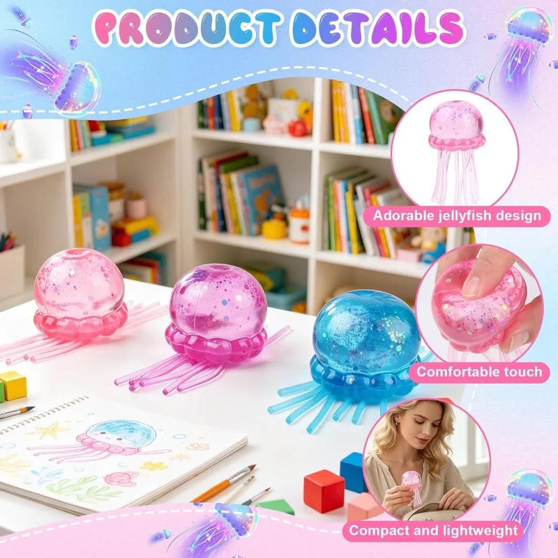 Trending Nee Doh Jellyfish & Cube Squish Toy, Soft Jelly Squeeze Stress Relief Fidget Toy, Sensory NeeDoh for Kids & Adults