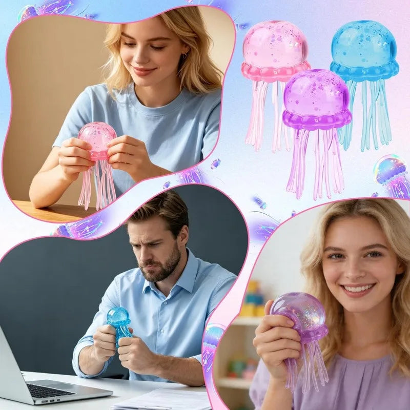 Trending Nee Doh Jellyfish & Cube Squish Toy, Soft Jelly Squeeze Stress Relief Fidget Toy, Sensory NeeDoh for Kids & Adults