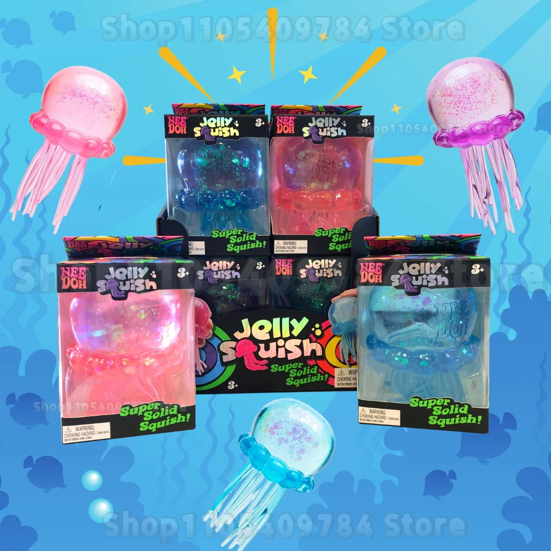 Trending Nee Doh Jellyfish & Cube Squish Toy, Soft Jelly Squeeze Stress Relief Fidget Toy, Sensory NeeDoh for Kids & Adults
