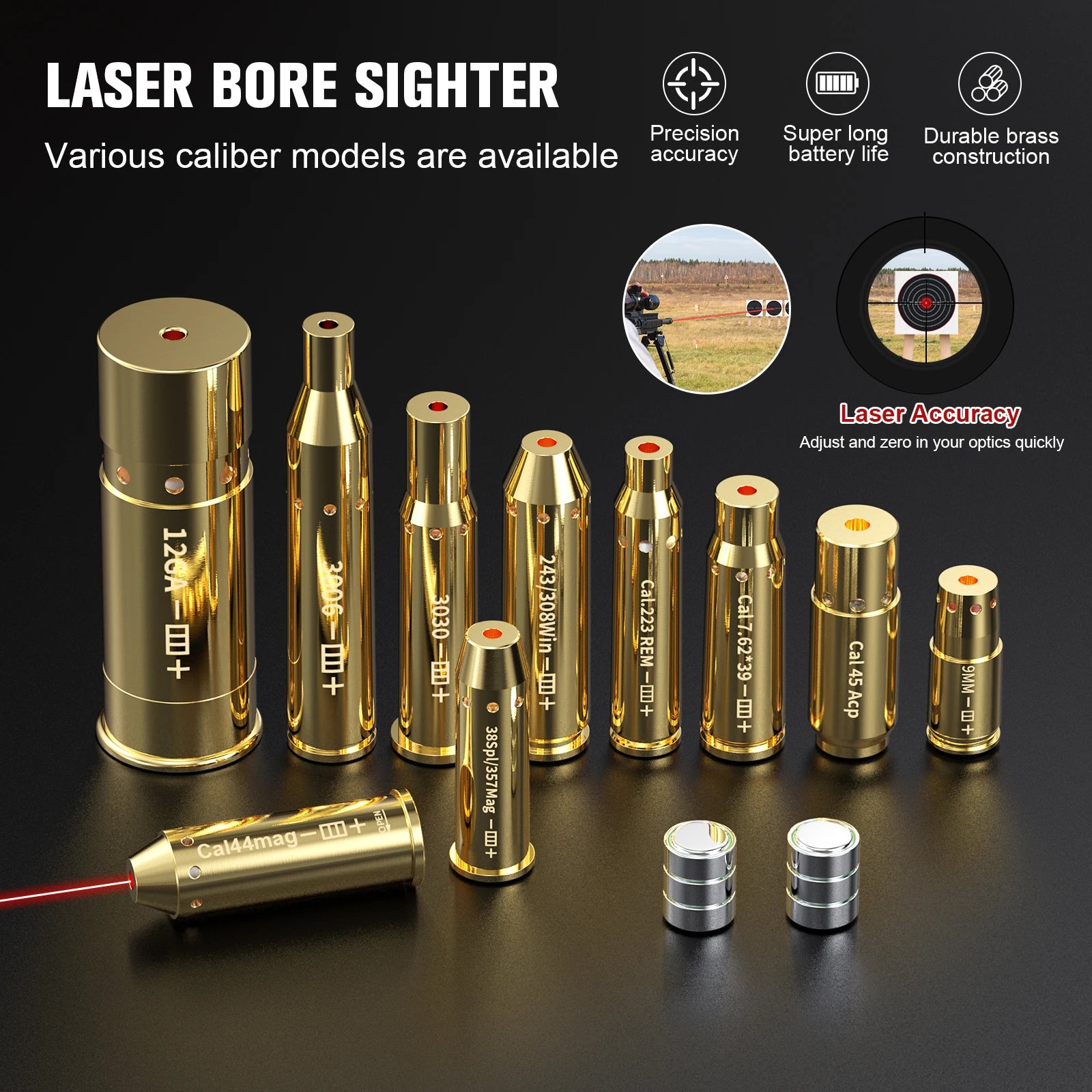 Cal 7.62*39 Red Laser Bore Sight Zeroing Kit Tactical Hunting SHIP US