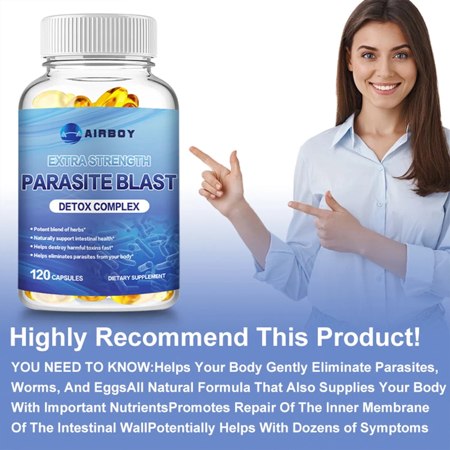 Parasite Blast Cleanse Supplement Cranberry Garlic Black Walnut Wormwood 120 Caps