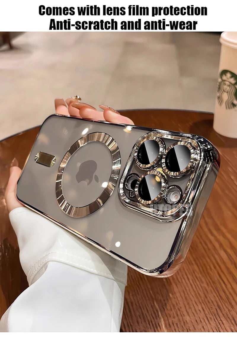 Desert Gold Case for iPhone 17 Air 16 15 14 13 12 11 Pro Max Plus, Clear Magnetic Lens Protection Soft Case